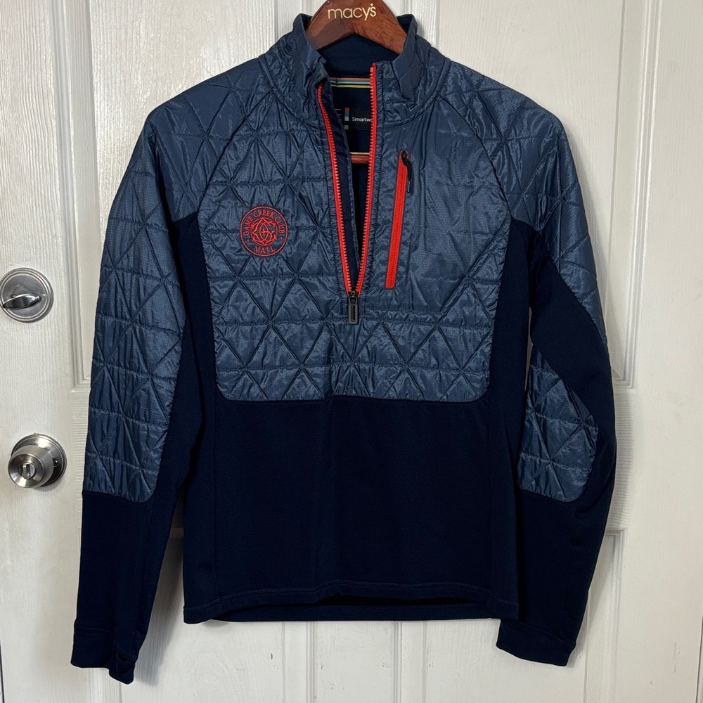 SmartWool Navy propulsion 60 hybrid 1/2 zip Quilted Pullover Jacket Size Small